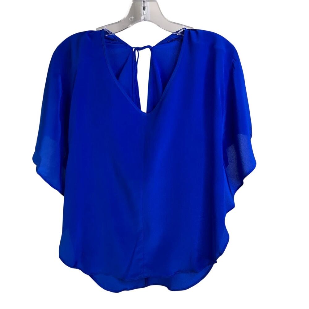 Amanda Uprichard Silk Blouse Wmns Small Blue‎  Key Hole Back NWT Minimal Glam